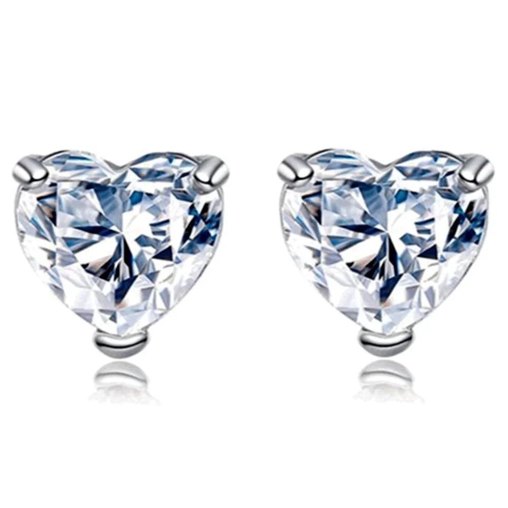 925 Sterling Silver Stud Heart Earrings Timeless Beauty Classic Elegance Hoop - Picture 1 of 2